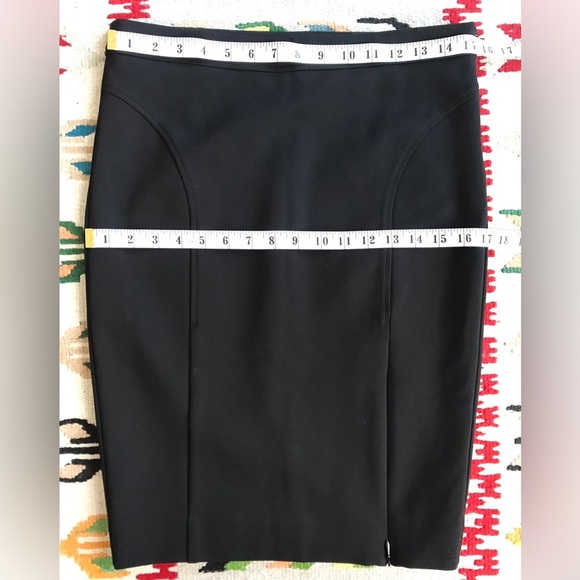 Sz 6🌹Le Chateau Zip Front Slit Black Pencil Skirt - Picture 8 of 8